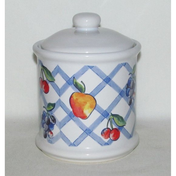 Corning Ware "Corelle" FRUIT TOO Small Flat 3.75 inch Canister with Lid - Picture 1 of 3